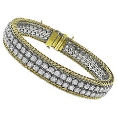 1960s 6.53ct Diamond Yellow and White Gold Bracelet
