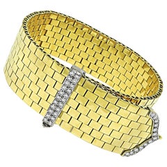 Bracciale in oro giallo e bianco con diamanti da 1,40 carati degli anni '40
