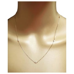 Neu 14k Gelbgold 5 Steine Diamanten by the Yard Halskette mit Zertifikat