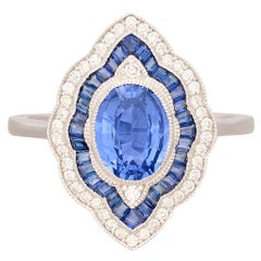 Art Deco Style Sapphire & Diamond Ring
