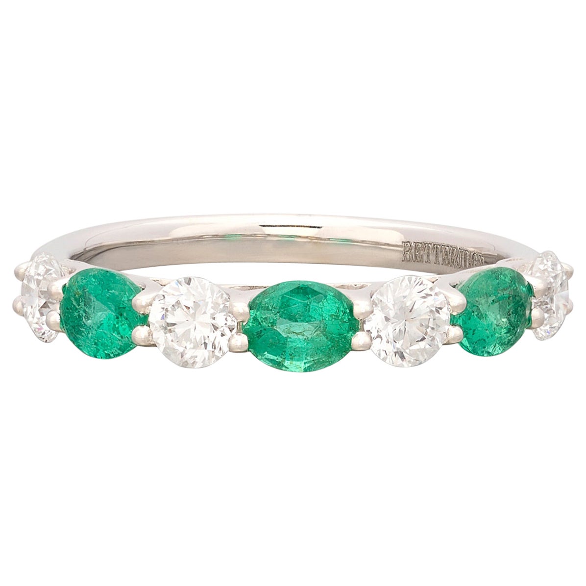 18kt Weißgold Smaragd & Diamant Band Ring