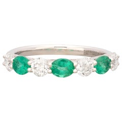18kt Weißgold Smaragd & Diamant Band Ring
