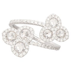 18kt White Gold Floral Diamond Bypass Ring
