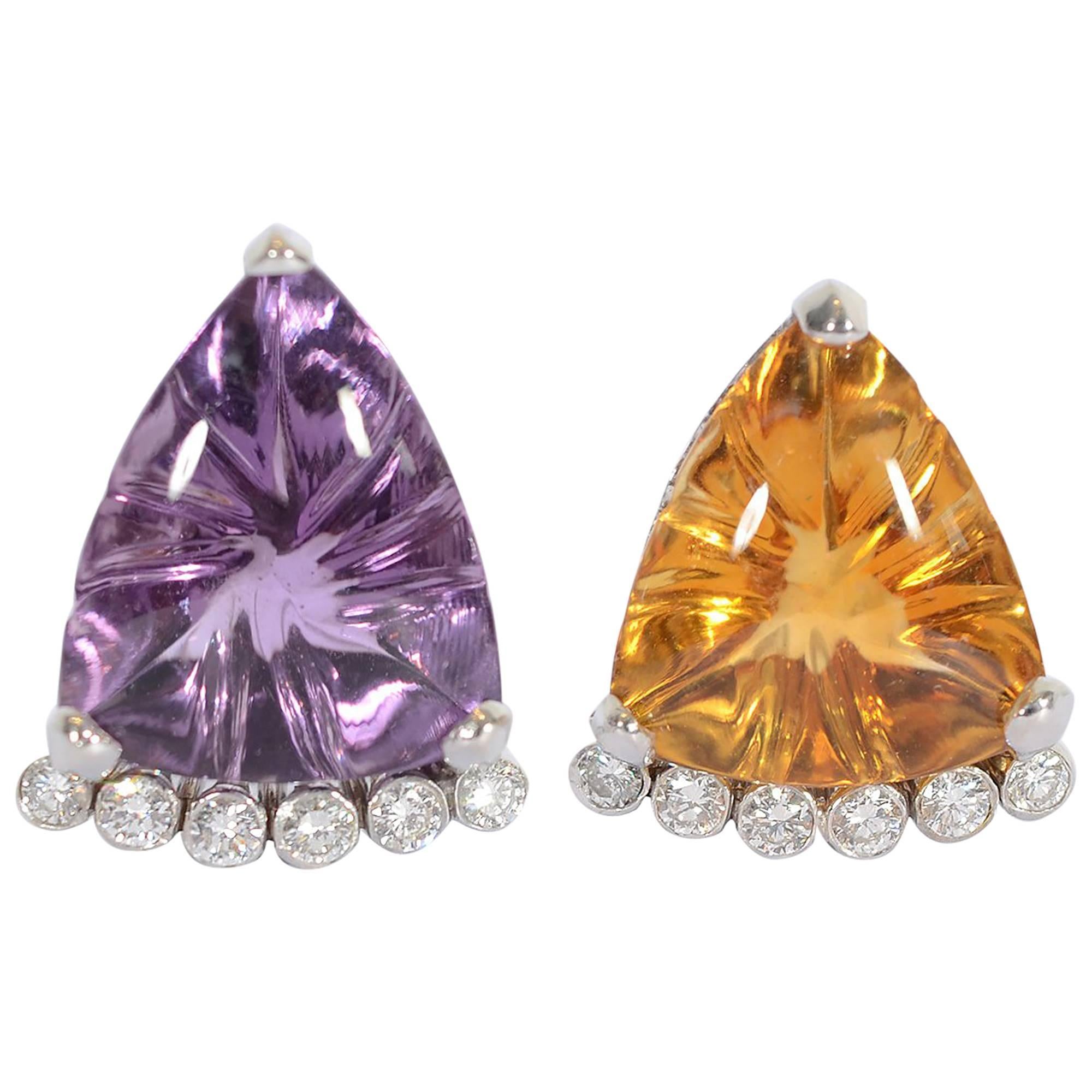 Cellino Twin Amethyst and Citrine Earrings For Sale