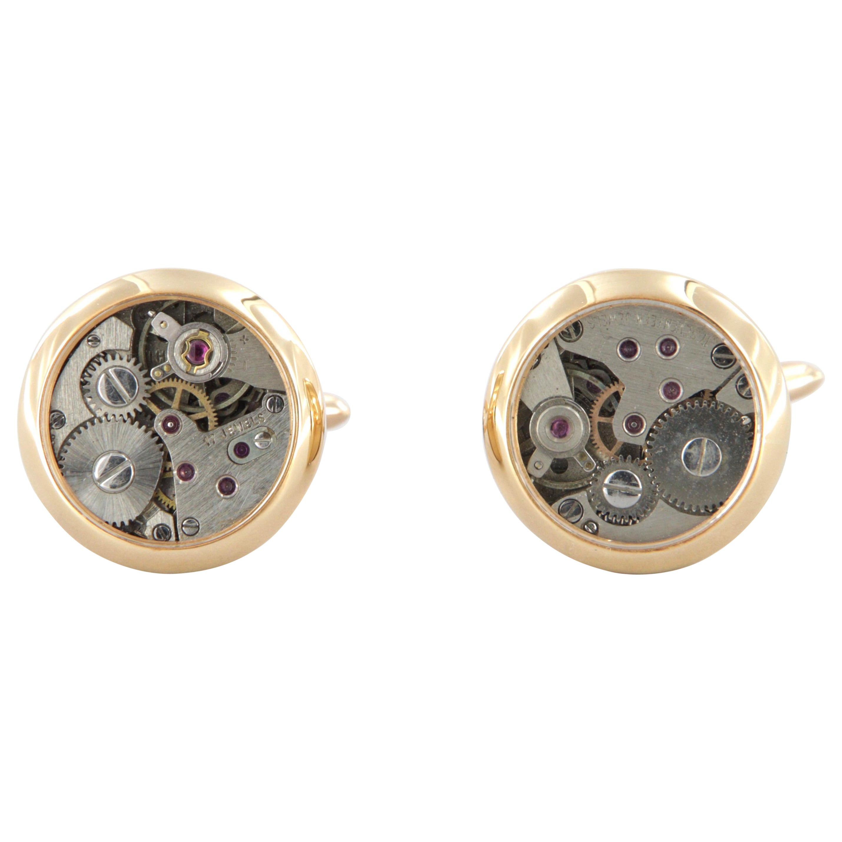 18k rose gold watch movement cufflinks