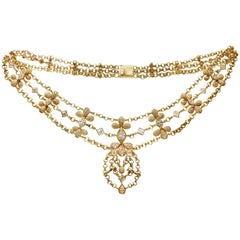 Chatila Geneva Elegant Diamond Gold Festoon Necklace