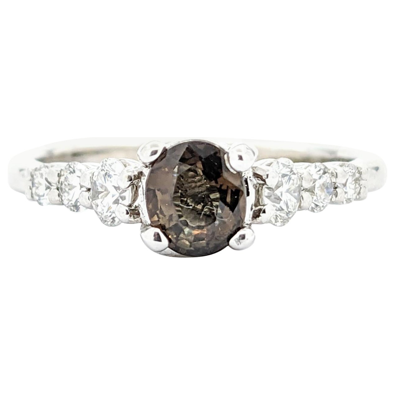 GIA .65ct Alexandrite & Diamond Ring in White Gold