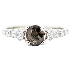 GIA .65ct Alexandrite & Diamond Ring in White Gold