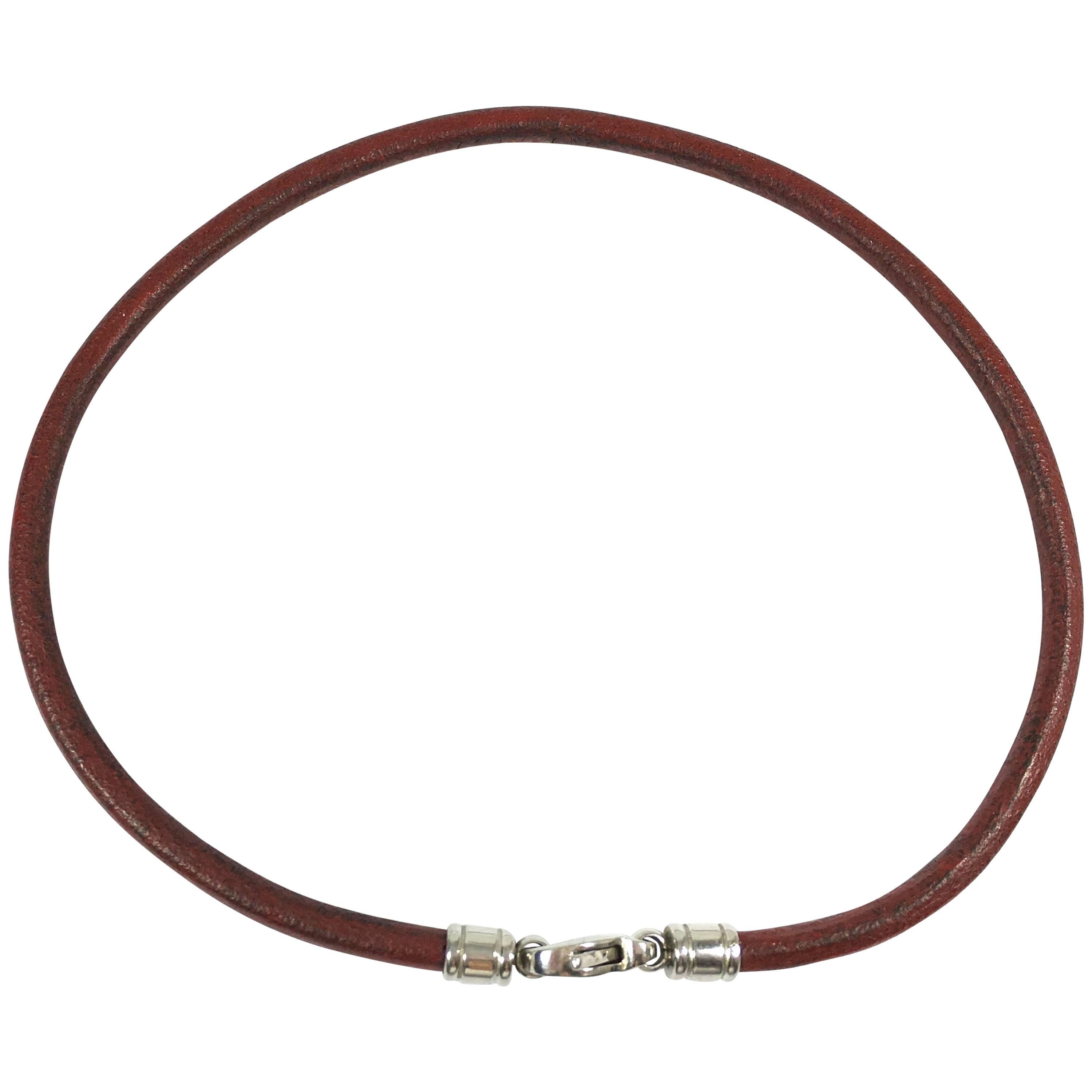Bulgari Burgundy Leather Cord Necklace