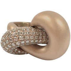Bold Pave Diamond Set Rose Gold Knot Ring