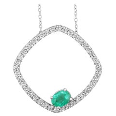 2.40tcw Oval Emerald Eternity Necklace May Birthstone 14K Gold Floating Circle
