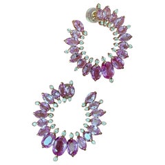 Pendiente de zafiro rosa y diamante de 9,32 quilates