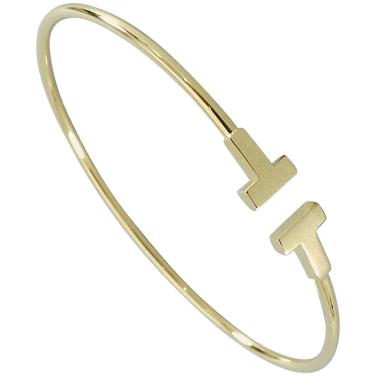 Tiffany & Co. Narrow Gold T Wire Bracelet 
