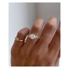 14k Solid gold Moissanite Cluster Engagement Ring 2 CT Round Cut