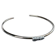 White Diamond Gold Bangle Bracelet Antique Diamond Setting Prongs Silver