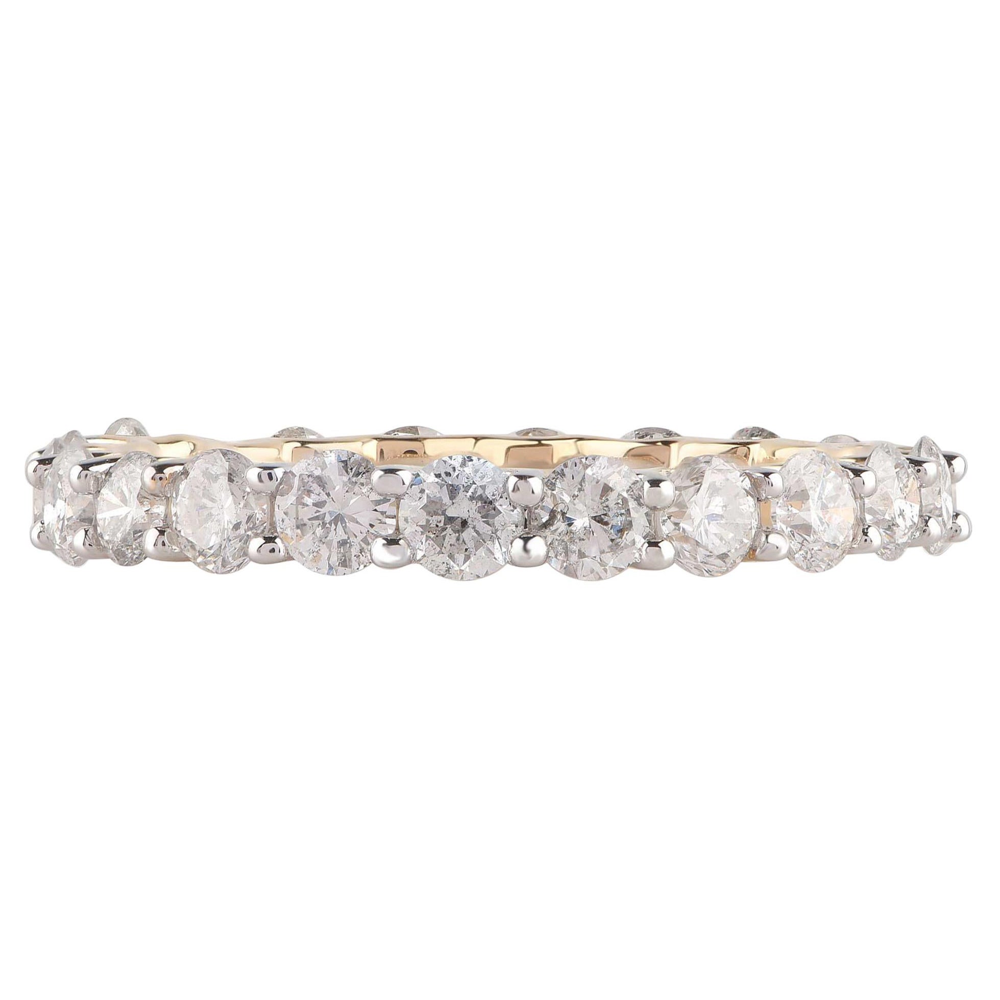 TJD Alianza de diamantes de 2,0 quilates talla brillante en oro amarillo de 18 quilates