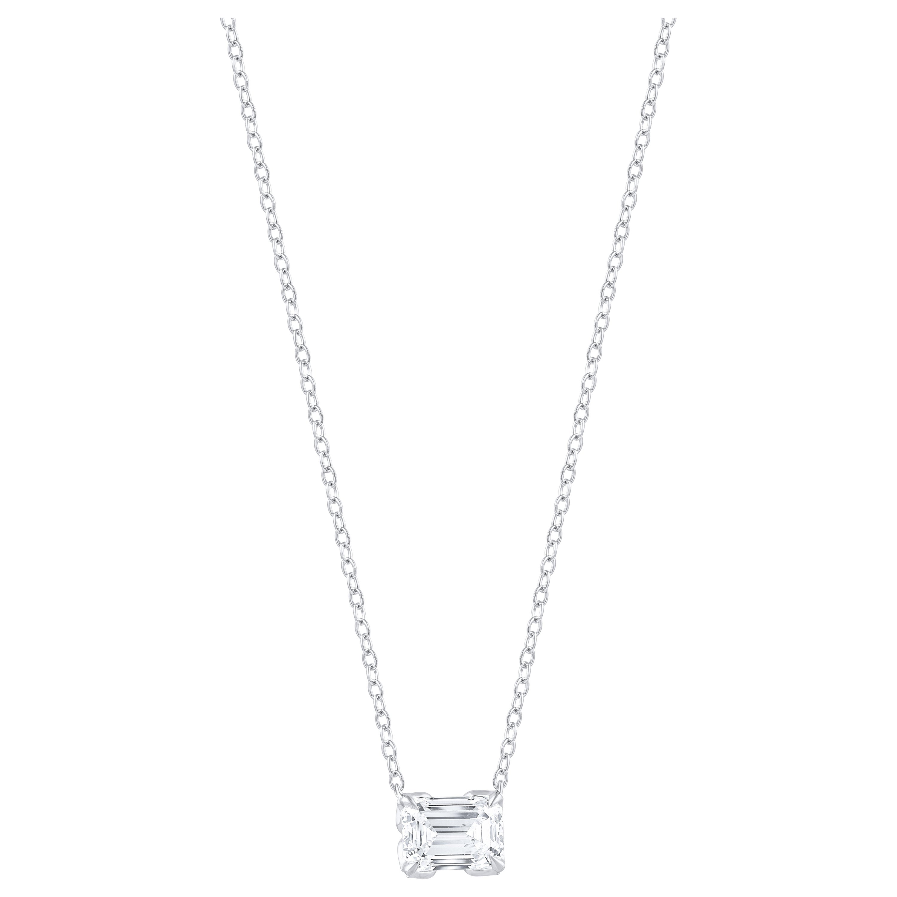 HARAKH Collar Colgante con Diamante Solitario Certificado GIA de 1,00 Quilates en Oro de 18 Kt