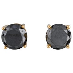 14K Yellow Gold 5.10ctw Black Diamond Stud Earrings