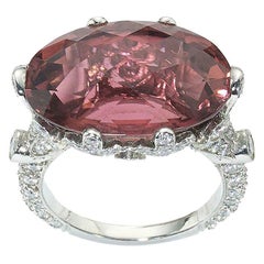 Pink Tourmaline, Diamond and Platinum Ring