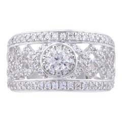 TJD 1.0 Carat Diamond 18 Karat White Gold Multi Row Grid Anniversary Band