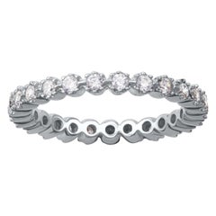 TJD Anillo de eternidad clásico completo de oro blanco de 18 quilates con diamante redondo de 0,70 quilates