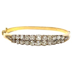 Antique 14K Gold Old Mine Cut Diamond Bangle, Circa 1870-80