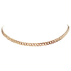 Collar de cadena de bordillo de oro amarillo de 14 quilates #17993