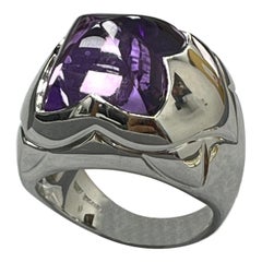 Bulgari, bague pyramide d'améthystes en or blanc 18 carats
