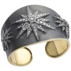Diamond Star Cuff Bangle Bracelet