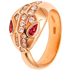 BVLGARI Roma Serpenti Ring In 18Kt Rose Gold With Diamonds And Rubies