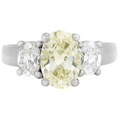 2.07 Carat Fancy Light Yellow Diamond Platinum Ring