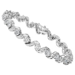 Bracciale a spirale e cluster di diamanti in oro bianco 14K da 2,00 ctw - 7"
