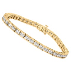 10K Gelbgold 4,00 Cttw Kanalbesetztes rundes Diamant-Tennis-Armband 7"