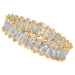10K Yellow Gold 4.00 Cttw Pave Diamond Classic Link 7" Bracelet