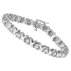 10k Weißgold 2,00 Cttw Rundschliff Diamant "XOXOXO" Gliederarmband 7"