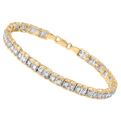 10K Yellow Gold 1.00 Cttw Round-Cut Diamond Link Bracelet- Size 7"