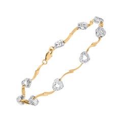 Or 10k bicolore 1/3 Cttw Diamond Pave Set Heart S-Link 7.25" (en anglais)