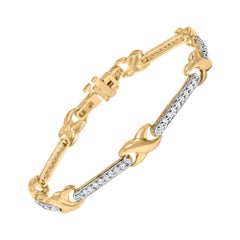 Bracciale in oro giallo 10K con 1,00 Cttw di diamanti incastonati e X-Link da 7 pollici