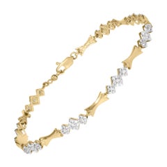 Pulsera de eslabones y barras alternas engastadas con diamantes de 1/3 Cttw en oro de 10 quilates