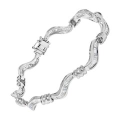14K Weißgold 2,00 Cttw Baguette-Schliff Spiral Link 7" Armband