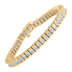 14K Yellow Gold 2.00 Cttw Princess-Cut Diamond Classic Link 7" Bracelet