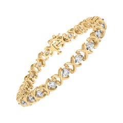14K Gelbgold 5,00 Cttw Rundschliff Diamant X-Link 7,5" Armband