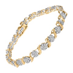10K Yellow Gold 2.00 Cttw Round Cut Diamond 'S' Cluster Bracelet