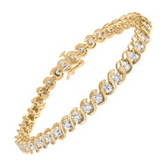 10K Yellow Gold 3 cttw Round-Cut Diamond Spiral Link 7.50" Bracelet