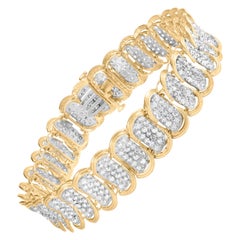 10k Yellow Gold 5.00 Cttw Diamond Oval Banded Link Bracelet- 7"