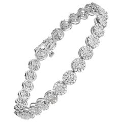 14K White Gold 2.00 Cttw Diamond Halo Link Tennis Bracelet