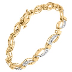 10K Yellow and White Gold 1/2 Cttw Diamond Infinity Link 7" Tennis Bracelet
