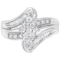 Bague en or blanc 10K 1/2 cttw Diamond Cluster Ring (H-I Clarity, I2-I3 Color) -