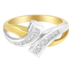 10K Two Toned Channel-Set Diamond Bypass Ring (1/4 cttw, I-J Color, I2 Clarity)