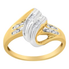 10K Yellow and White Gold 1.0 Cttw Diamond Accent Bypass Ring